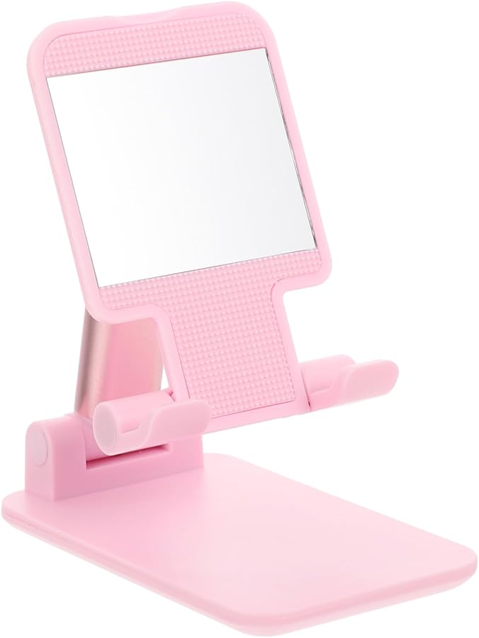 Pink Adjustable Phone Holder Stand Metal Desktop Tablet Folding Desk Stand 16X11CM - Image 1